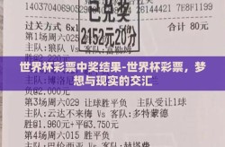 世界杯彩票中奖结果-世界杯彩票，梦想与现实的交汇