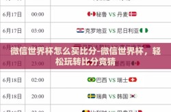 微信世界杯怎么买比分-微信世界杯，轻松玩转比分竞猜