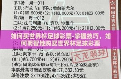 如何买世界杯足球彩票-掌握技巧，如何明智地购买世界杯足球彩票