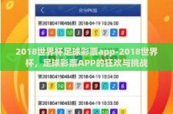 2018世界杯足球彩票app-2018世界杯，足球彩票APP的狂欢与挑战