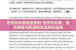 世界杯彩票奖金规则-世界杯彩票，解锁激情与机遇的奖金规则指南