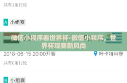 微信小程序看世界杯-微信小程序，世界杯观赛新风尚