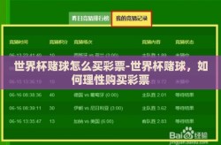 世界杯赌球怎么买彩票-世界杯赌球，如何理性购买彩票
