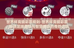 世界杯竞猜彩票规则-世界杯竞猜彩票，解锁足球激情与智慧博弈的奇妙之旅