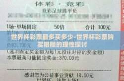 世界杯彩票最多买多少-世界杯彩票购买限额的理性探讨