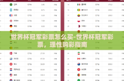 世界杯冠军彩票怎么买-世界杯冠军彩票，理性购彩指南