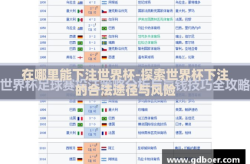 在哪里能下注世界杯-探索世界杯下注的合法途径与风险