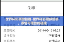 世界杯彩票微信群-世界杯彩票微信群，激情与理性的碰撞