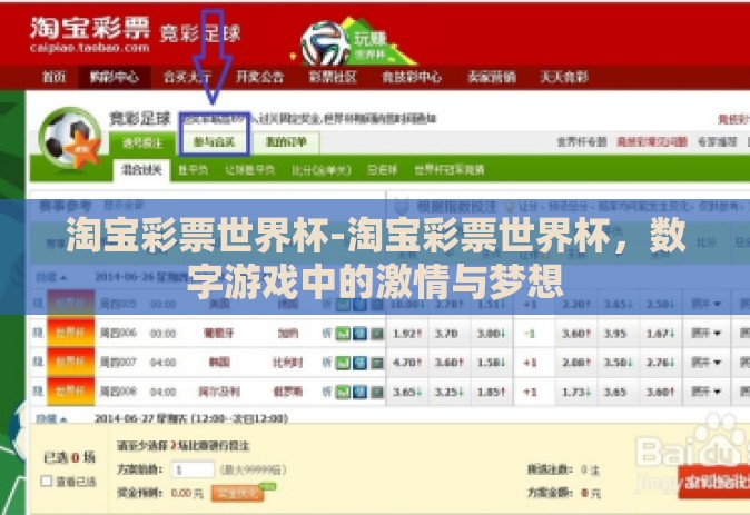 淘宝彩票世界杯-淘宝彩票世界杯，数字游戏中的激情与梦想