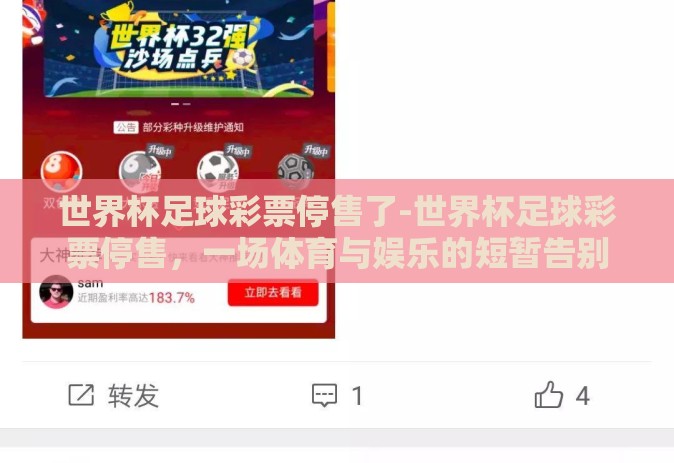 世界杯足球彩票停售了-世界杯足球彩票停售，一场体育与娱乐的短暂告别