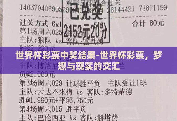 世界杯彩票中奖结果-世界杯彩票，梦想与现实的交汇