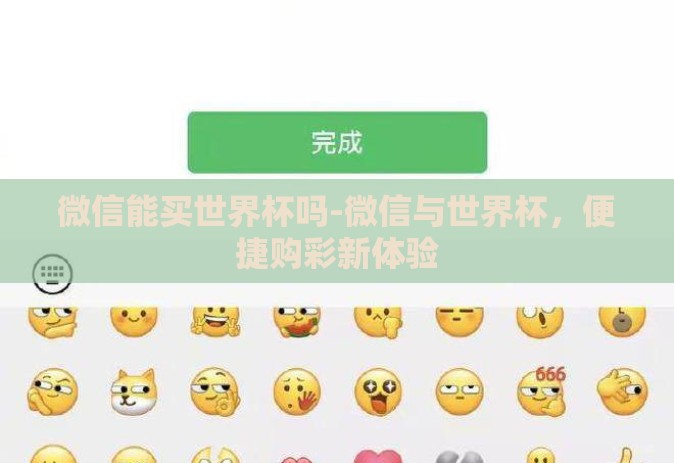 微信能买世界杯吗-微信与世界杯，便捷购彩新体验