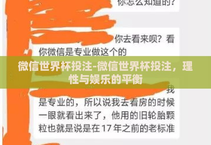 微信世界杯投注-微信世界杯投注，理性与娱乐的平衡