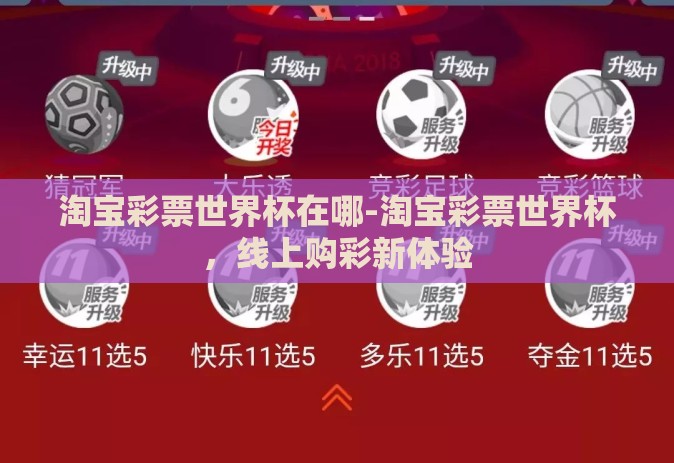 淘宝彩票世界杯在哪-淘宝彩票世界杯，线上购彩新体验