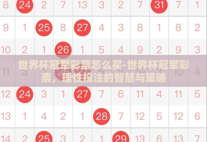 世界杯冠军彩票怎么买-世界杯冠军彩票,理性投注的智慧与策略 世界杯冠军彩票怎么买-世界杯冠军彩票,理性投注的智慧与策略