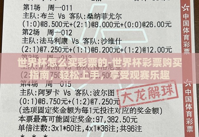 世界杯怎么买彩票的-世界杯彩票购买指南，轻松上手，享受观赛乐趣