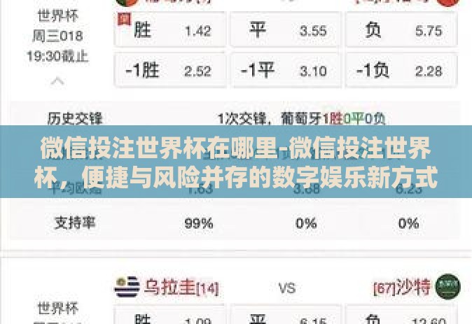 微信投注世界杯在哪里-微信投注世界杯,便捷与风险并存的数字娱乐新方式 微信投注世界杯在哪里-微信投注世界杯,便捷与风险并存的数字娱乐新方式