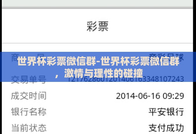 世界杯彩票微信群-世界杯彩票微信群，激情与理性的碰撞