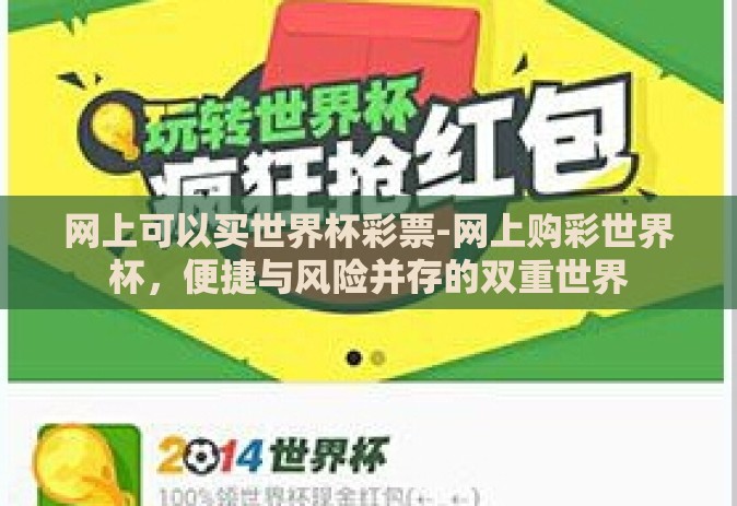 网上可以买世界杯彩票-网上购彩世界杯，便捷与风险并存的双重世界