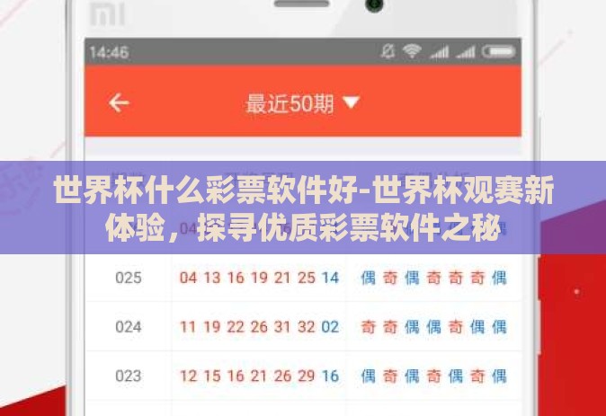 世界杯什么彩票软件好-世界杯观赛新体验，探寻优质彩票软件之秘