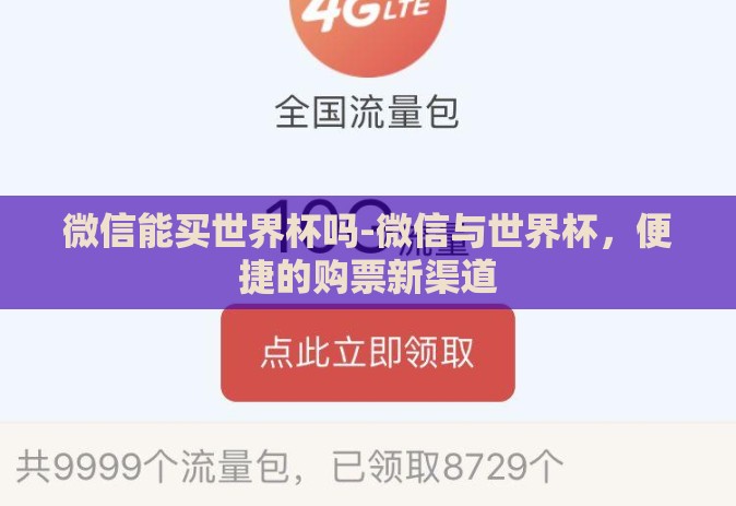 微信能买世界杯吗-微信与世界杯，便捷的购票新渠道
