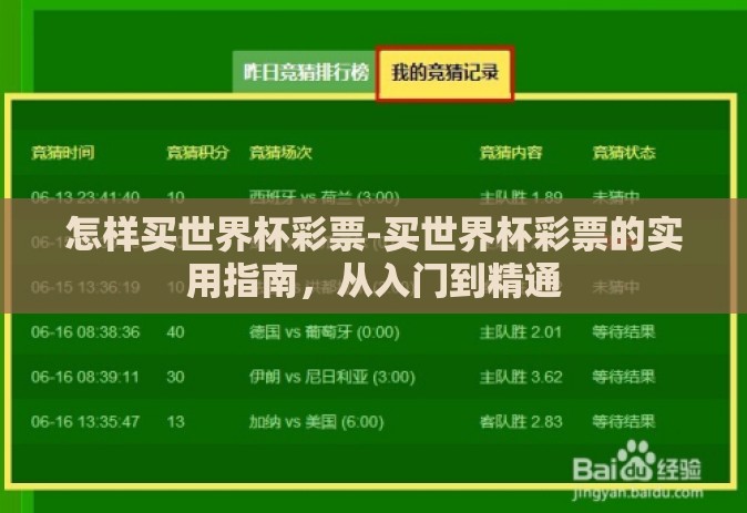 怎样买世界杯彩票-买世界杯彩票的实用指南,从入门到精通 怎样买世界杯彩票-买世界杯彩票的实用指南,从入门到精通