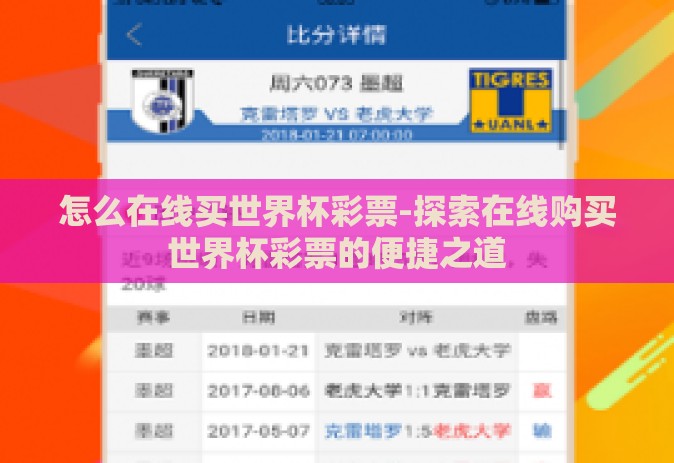 怎么在线买世界杯彩票-探索在线购买世界杯彩票的便捷之道