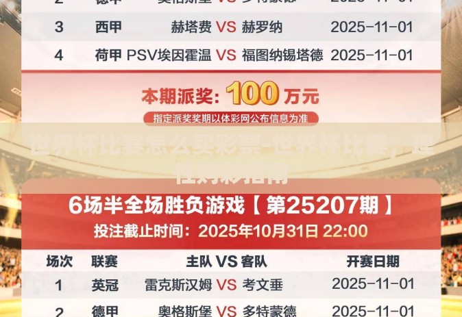 世界杯比赛怎么买彩票-世界杯比赛，理性购彩指南