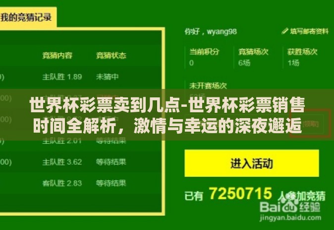 世界杯彩票卖到几点-世界杯彩票销售时间全解析，激情与幸运的深夜邂逅