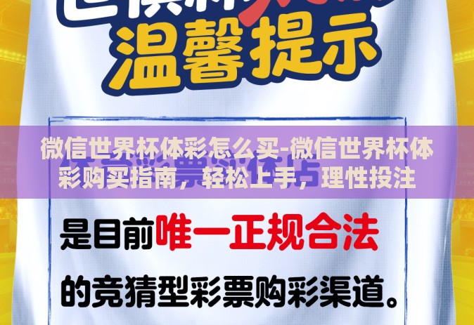 微信世界杯体彩怎么买-微信世界杯体彩购买指南，轻松上手，理性投注