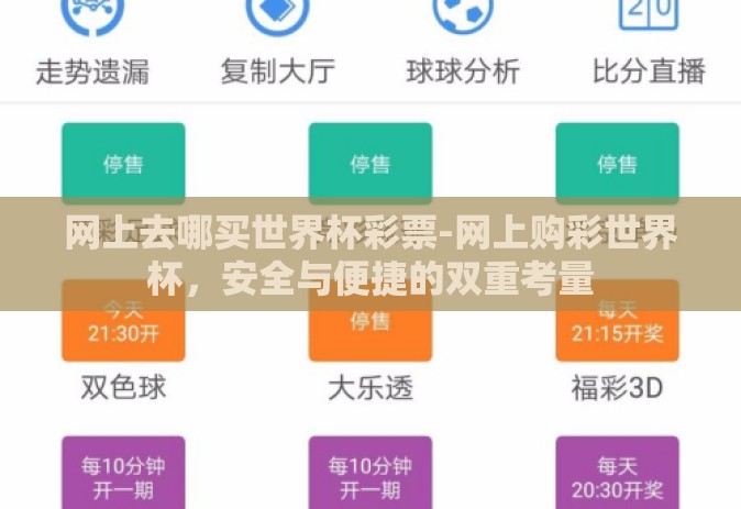 网上去哪买世界杯彩票-网上购彩世界杯，安全与便捷的双重考量