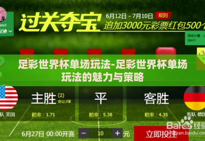 足彩世界杯单场玩法-足彩世界杯单场玩法的魅力与策略