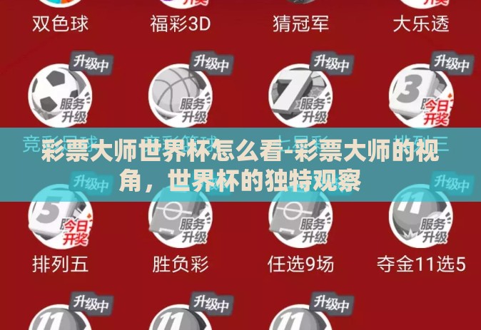 彩票大师世界杯怎么看-彩票大师的视角，世界杯的独特观察